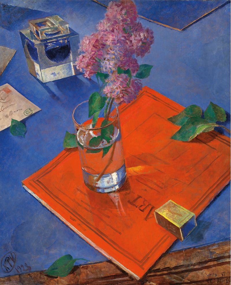 Still life with lilac by Kuzma Petrov-Vodkin, 1928 — digital art print download