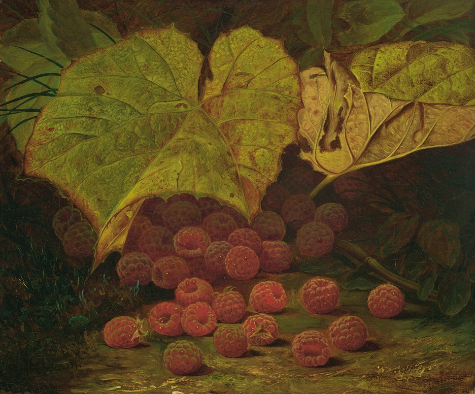 Raspberries Among the Leaves by Уильям Мейсон Браун — digital art print download