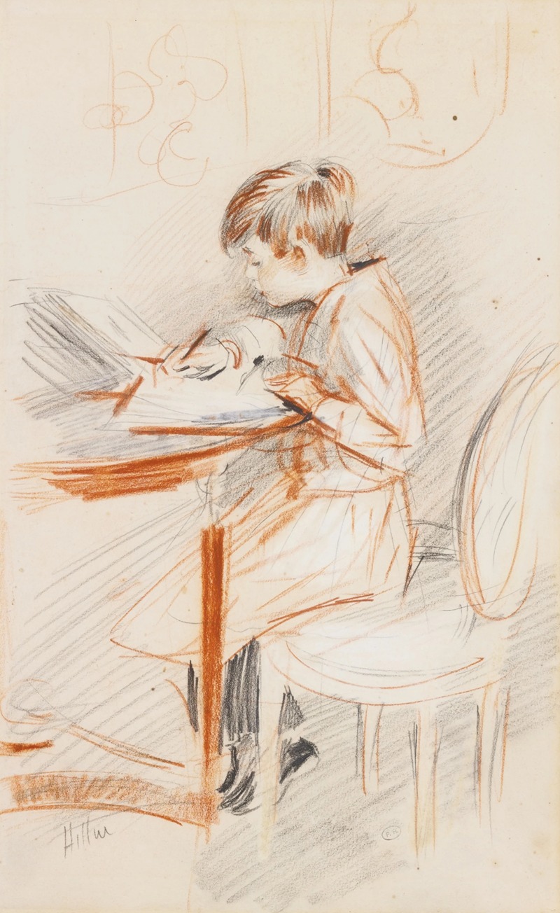Jean écrivant de profil by Поль Сезар Элью, 1900-1902 — digital art print download