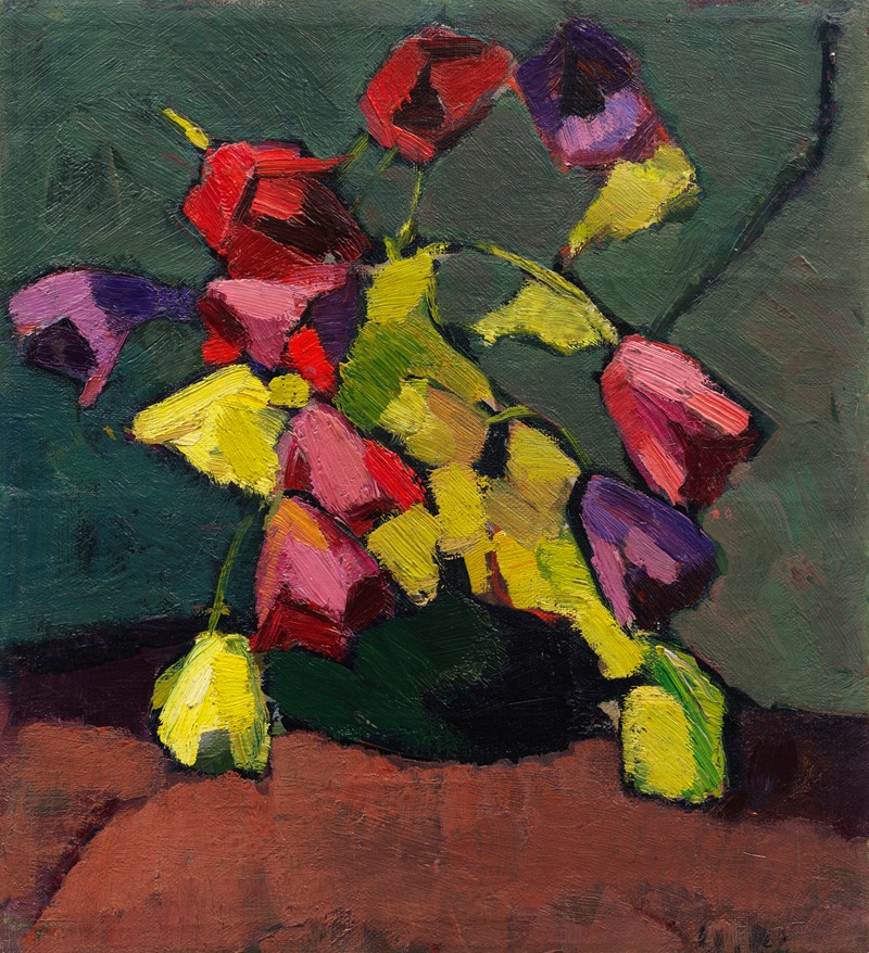 Tulpen in grüner Vase — Hermann Stenner