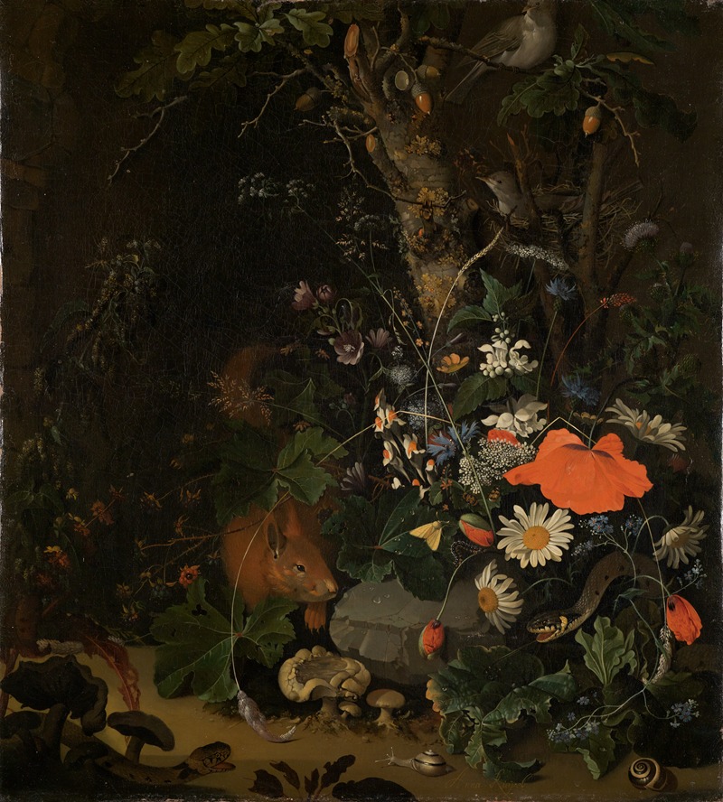 Dickicht mit Blumen und Tieren by Anna Elisabeth Ruysch — digital art print download