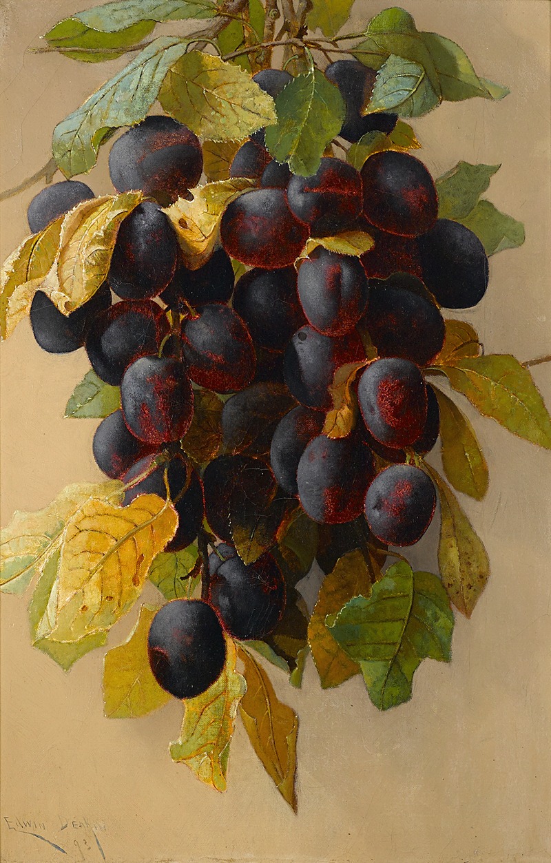 A still life with plums by Edwin Deakin, 1893 — digital art print download