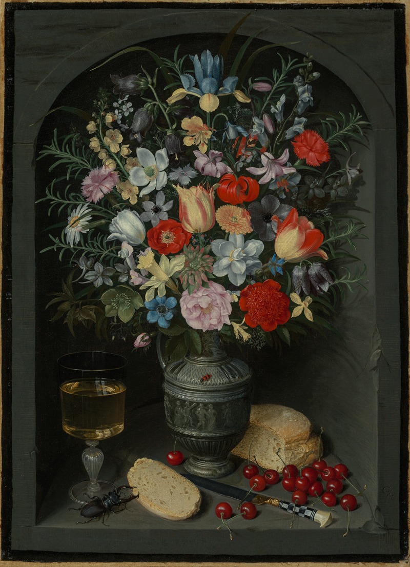 Blumenstillleben in einer Nische by Георг Флегель, 1620 — digital art print download