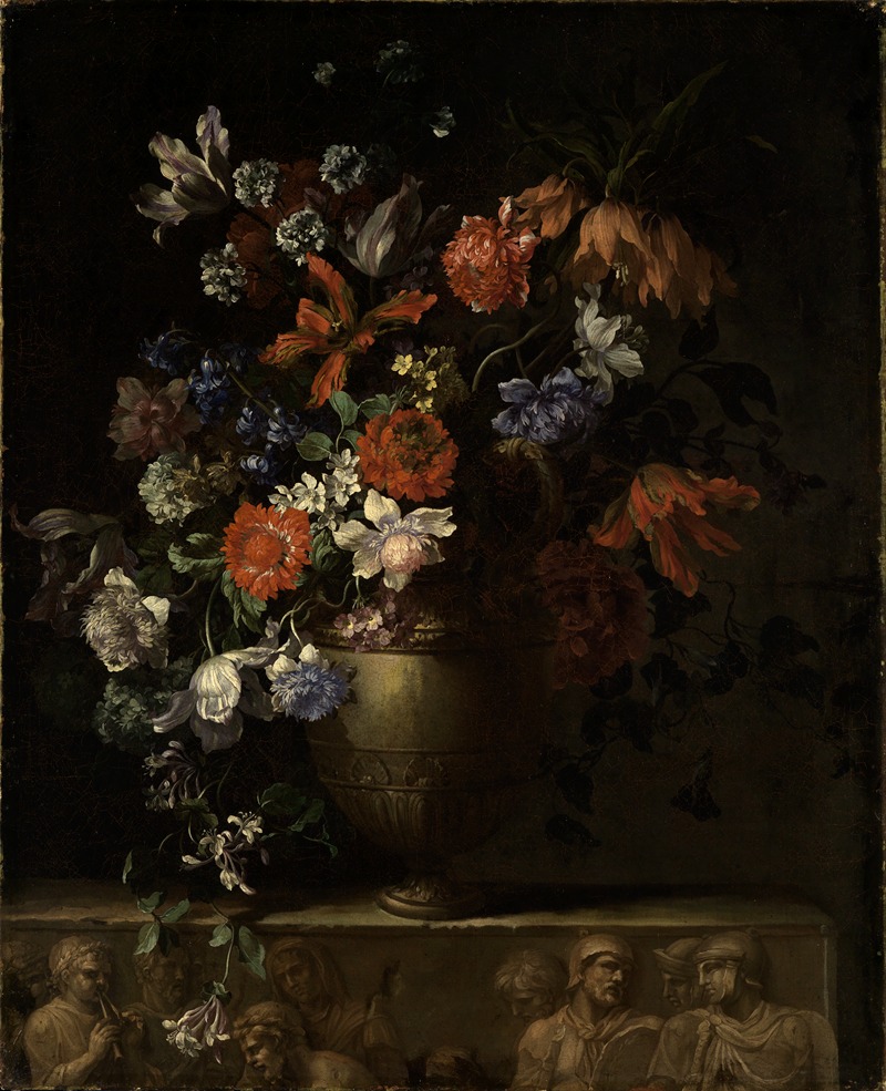 Blumenstillleben in Vase. by Jean-Baptiste Monnoyer — digital art print download