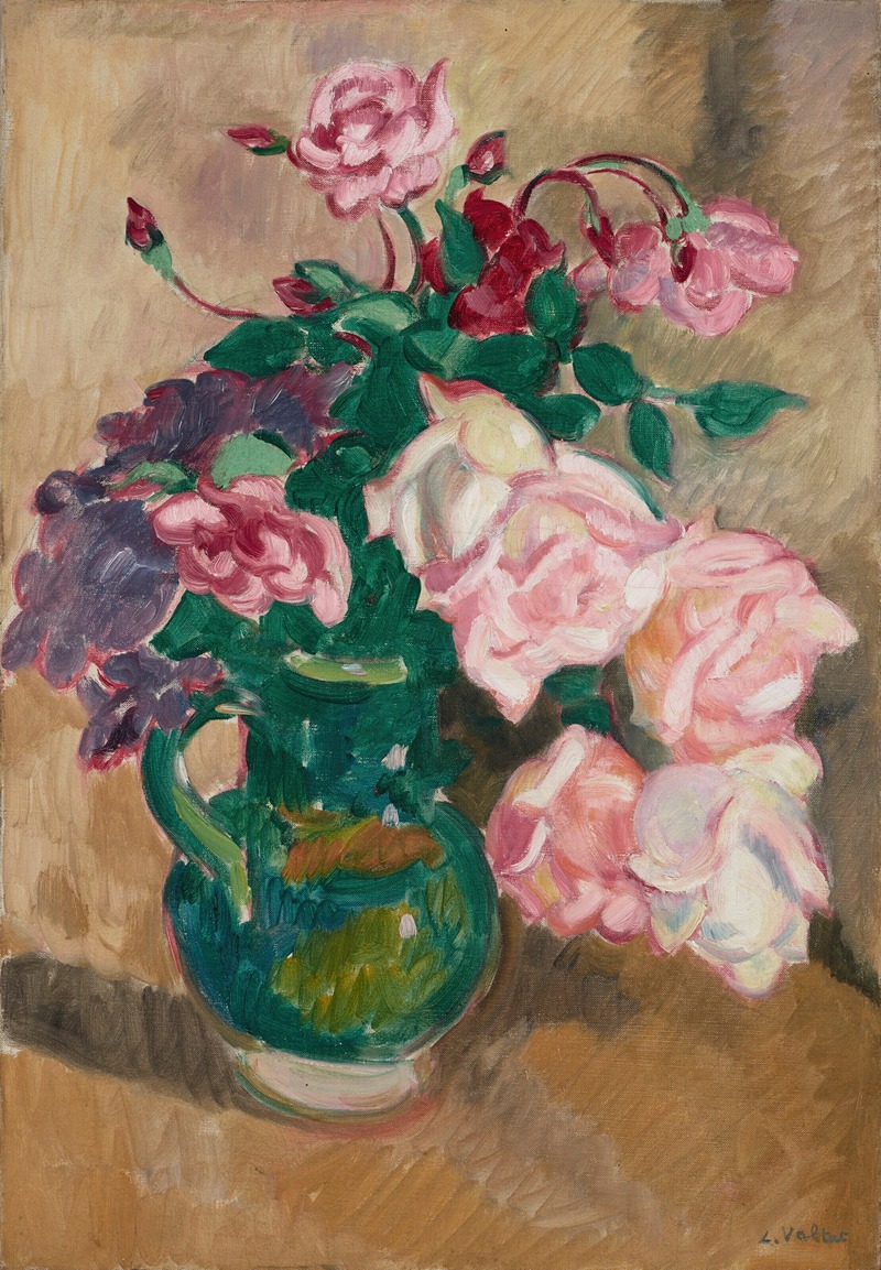 Bouquet de roses à la cruche verte — Louis Valtat