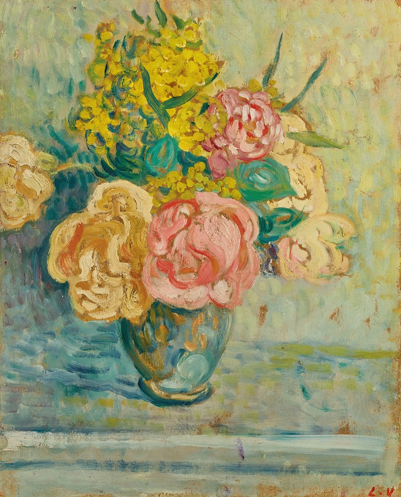 Bouquet de roses et de mimosas — Луи Вальтат