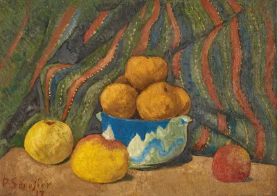 Nature morte aux pommes, sur fond de tenture rayée by Поль Серюзье, 1912 — digital art print download