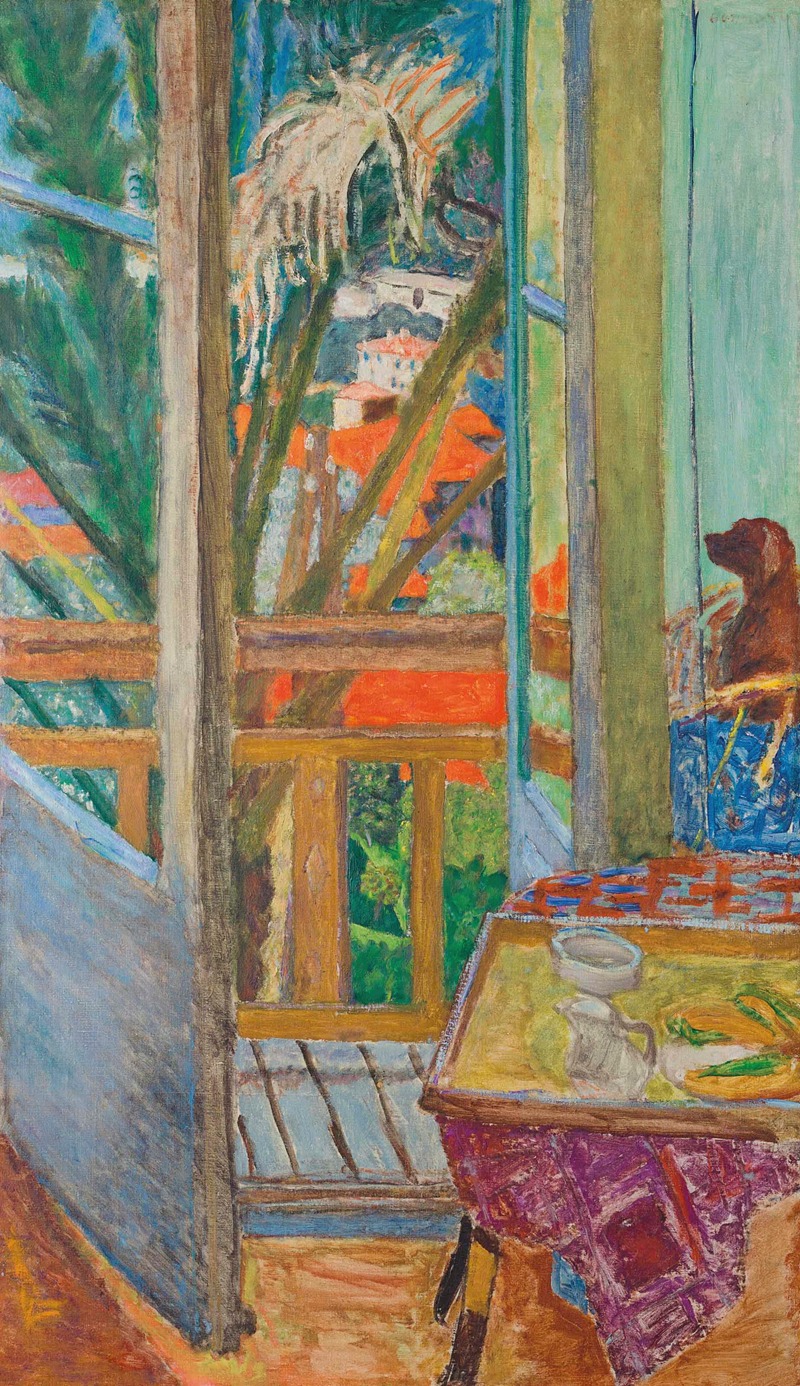 La porte-fenêtre avec chien — Pierre Bonnard