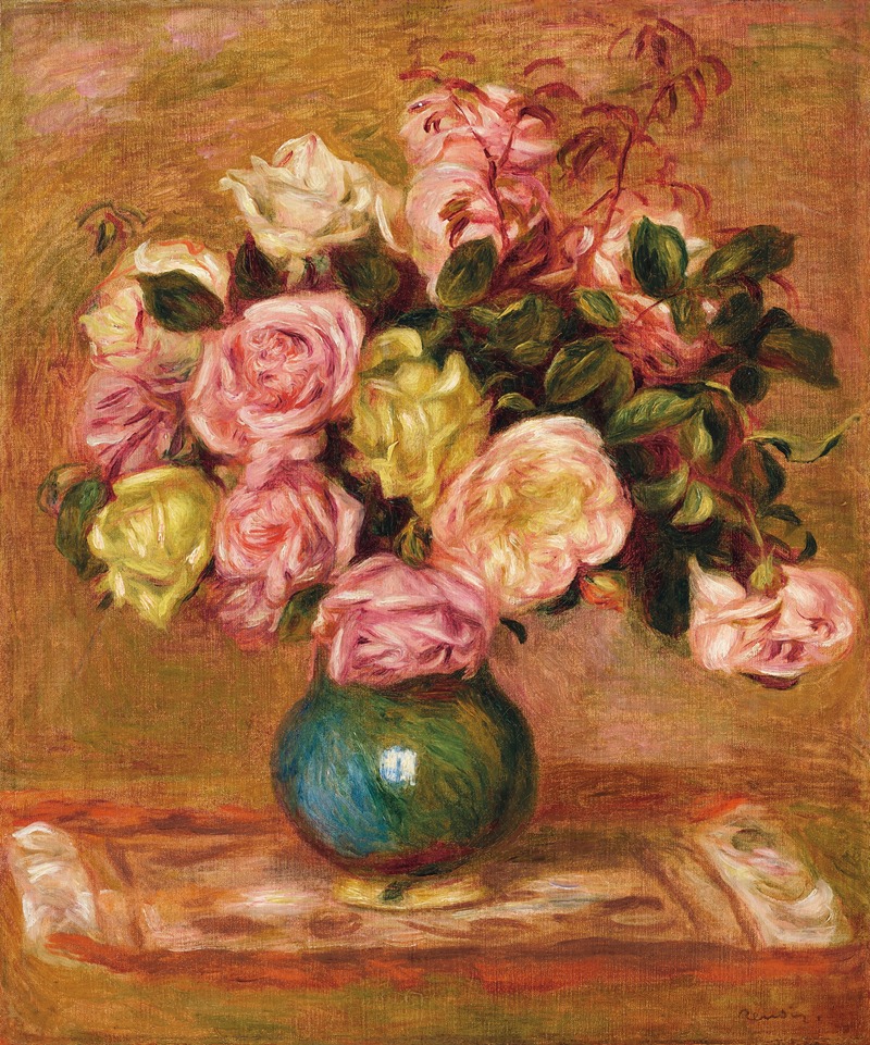 Bouquet de roses dans un vase — Pierre-Auguste Renoir