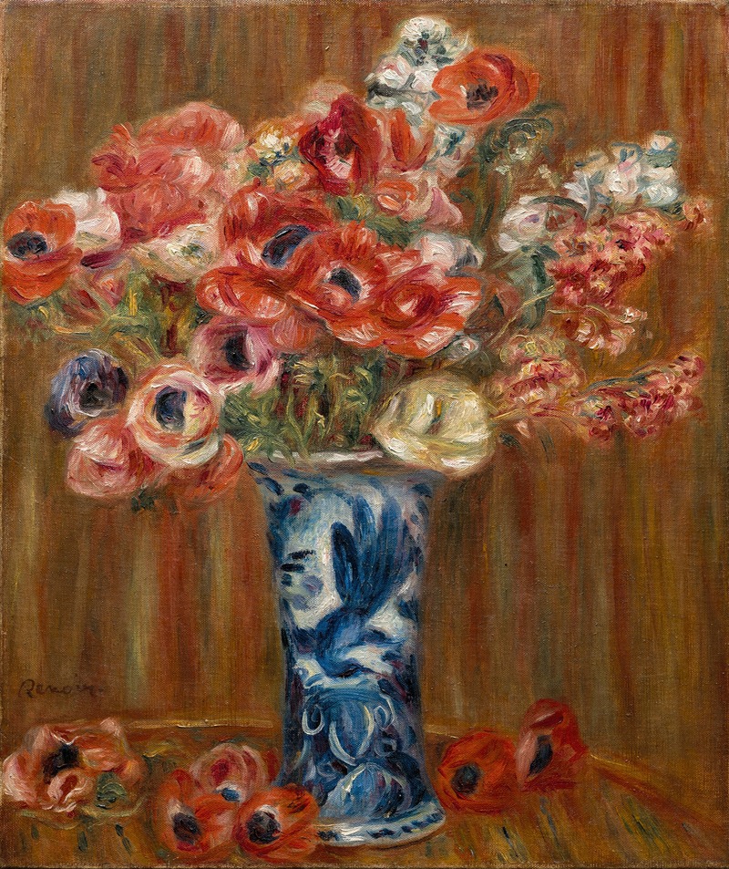 Anémones au vase de Delft by Пьер-Огюст Ренуар, 1910 — digital art print download