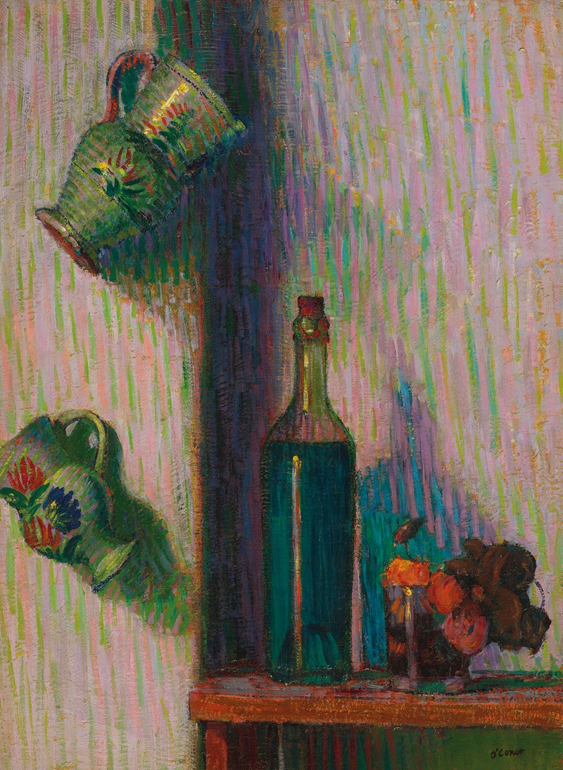 Flowers, bottle and two jugs by Родерик О'Конор — digital art print download