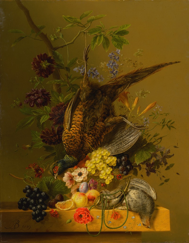 Still Life with a Pheasant and Fruit by Arnoldus Bloemers — digital art print download