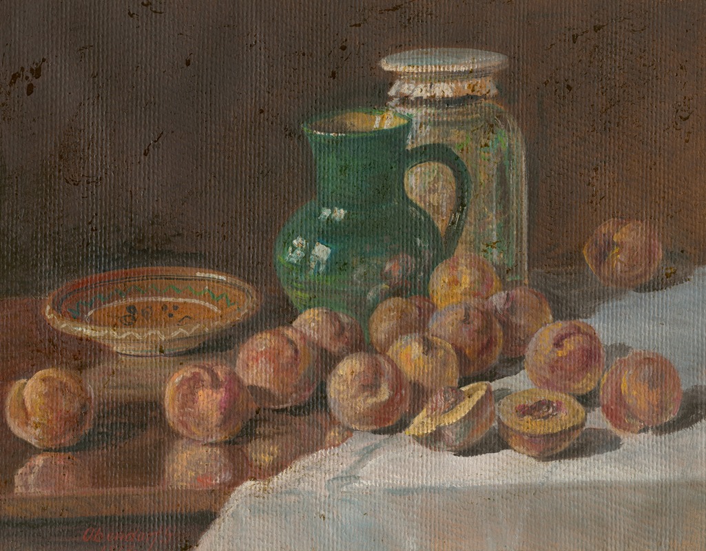 Zátišie s broskyňami by Gustáv Adolf Obendorf, 1917 — digital art print download