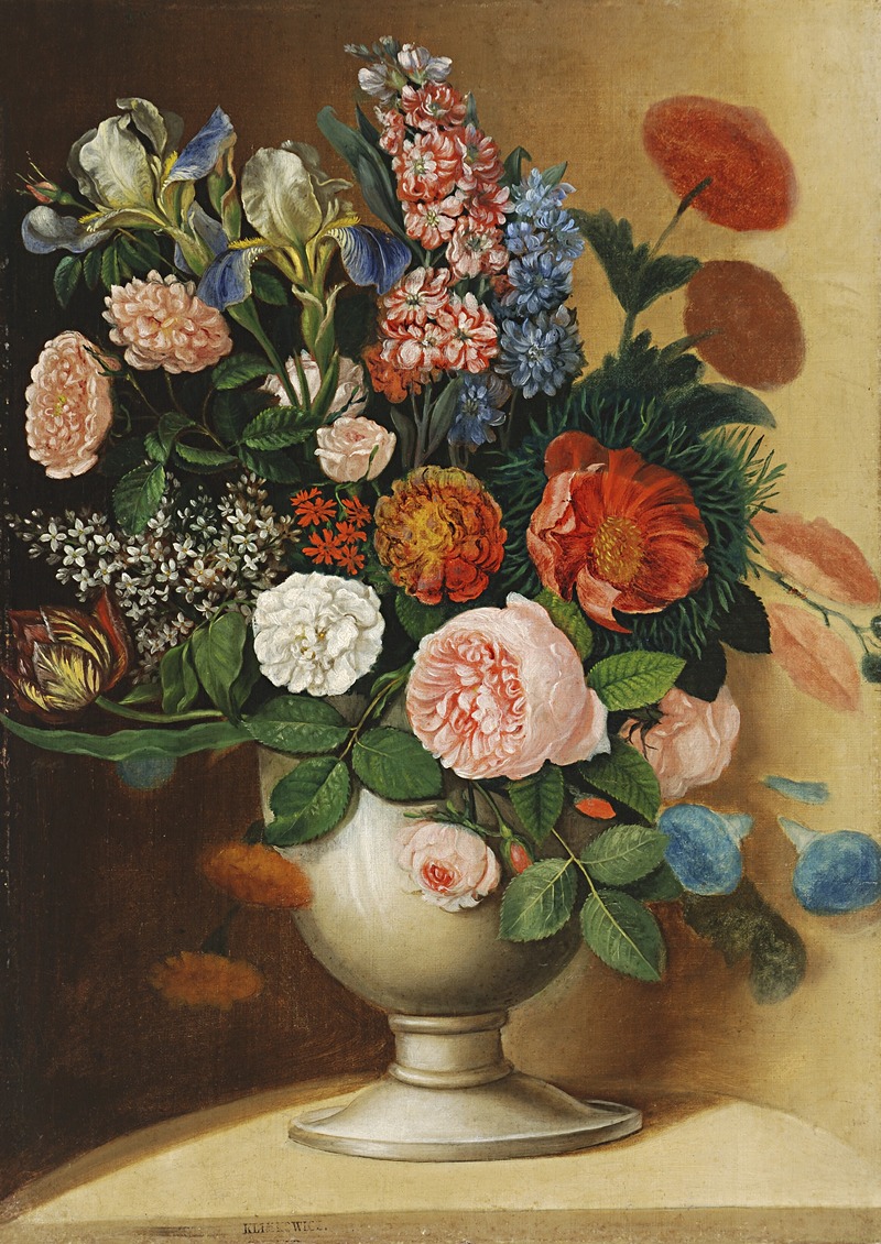 Vase with Garden Flowers by Ignác Klimkovič, 1840 — digital art print download