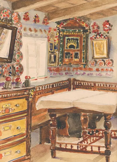 Interiér sedliackého domu v Martovciach by Ján Thain, 1934 — digital art print download