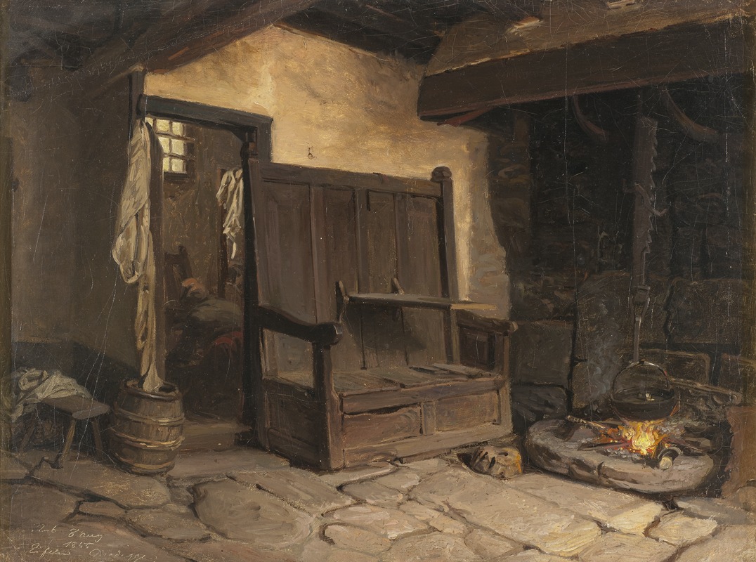 A Cottage Interior. Study by Иосиф Вильгельм Валландер — digital art print download