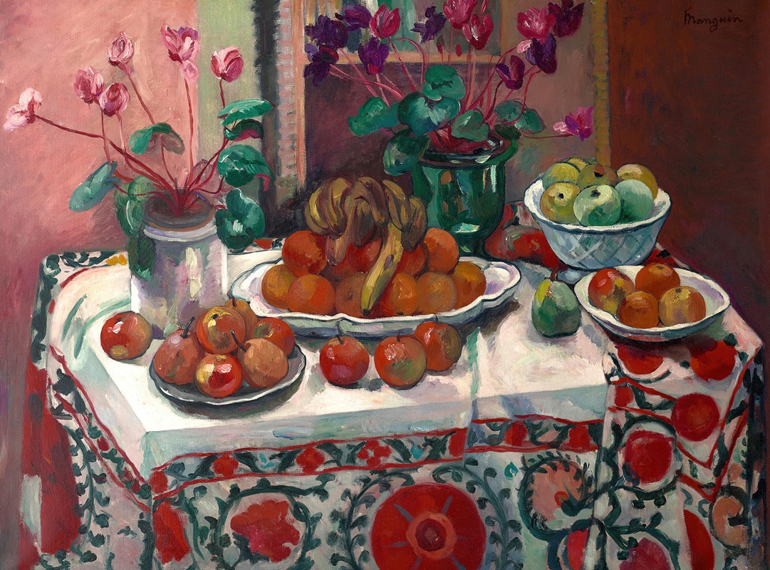 Nature morte aux cyclamens by Анри Мангин, 1912 — digital art print download