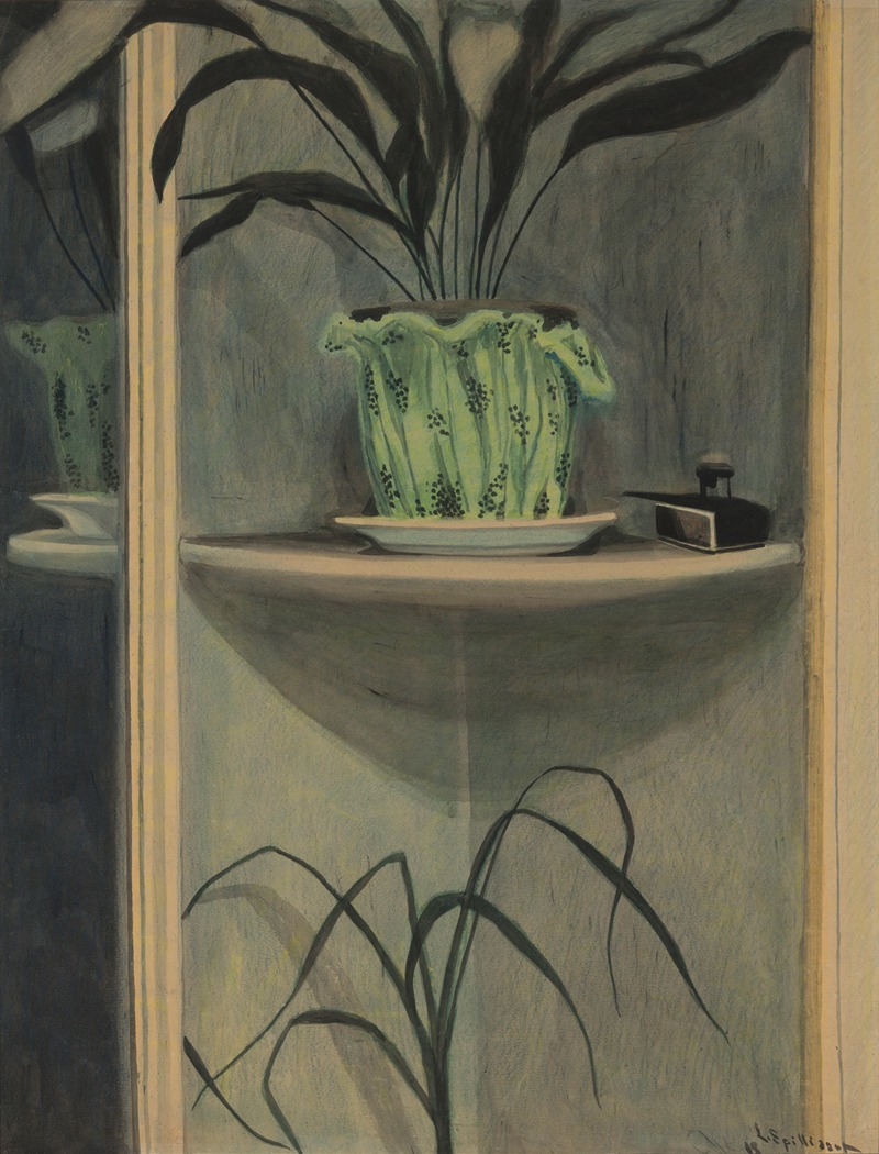 Planten, inktpot en spiegel — Léon Spilliaert