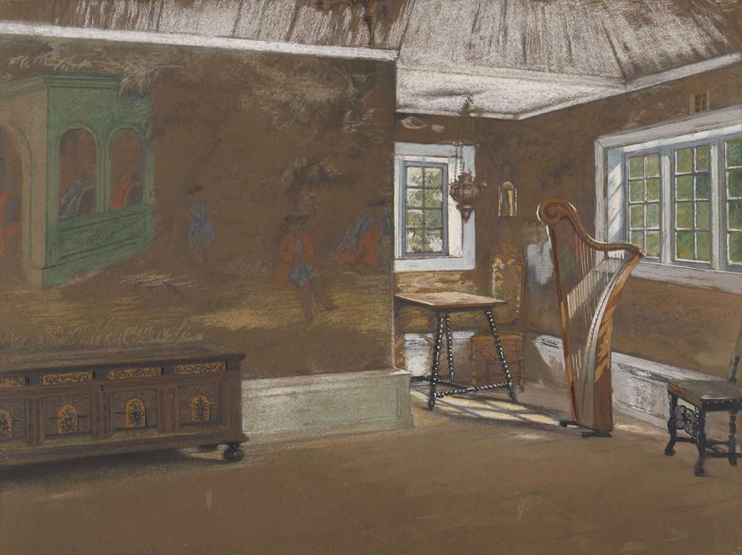Interior with Harp by Аста Нёррегаард — digital art print download