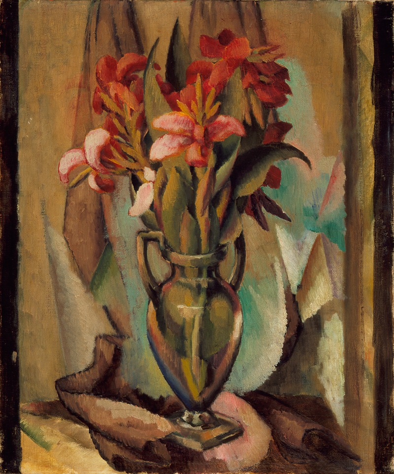 Flowers in a Handled Vase by Эдвард Миддлтон Манигольт — digital art print download