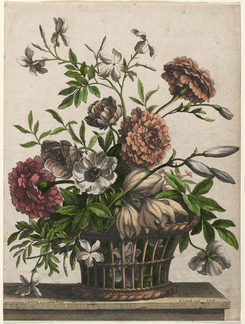 Marigolds, single Anemone, Jasmine… by Jean-Baptiste Monnoyer — digital art print download