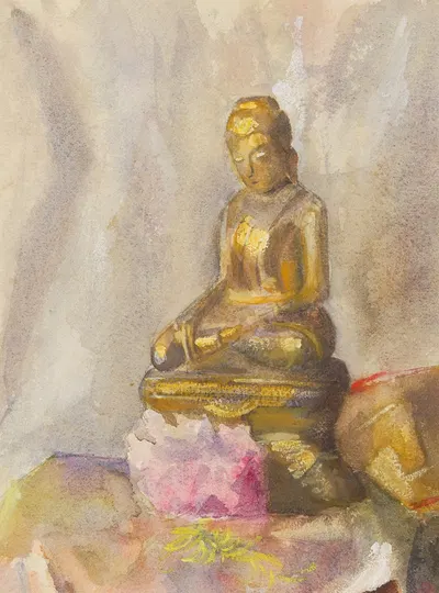 Statuette of a Buddha by Emily Sargent, 1885 — digital art print download
