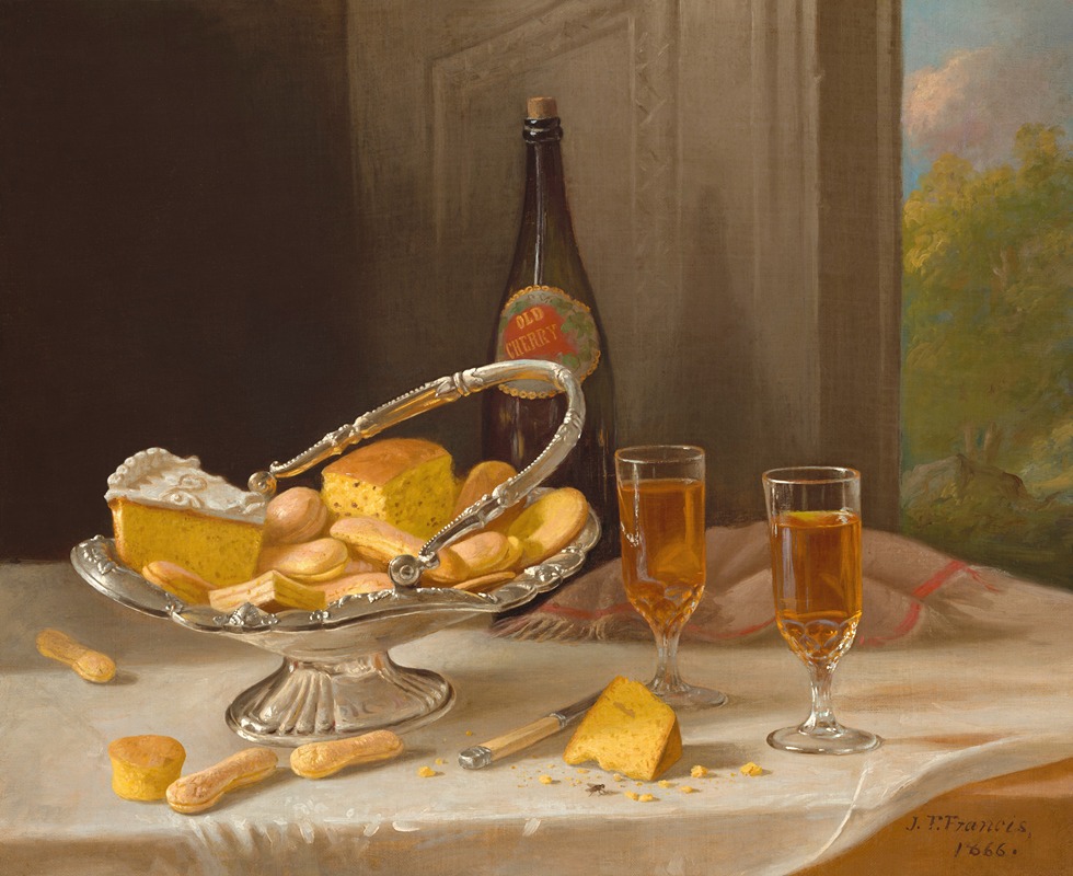 Still Life with Silver Cake Basket by Джон Ф. Фрэнсис, 1866 — digital art print download