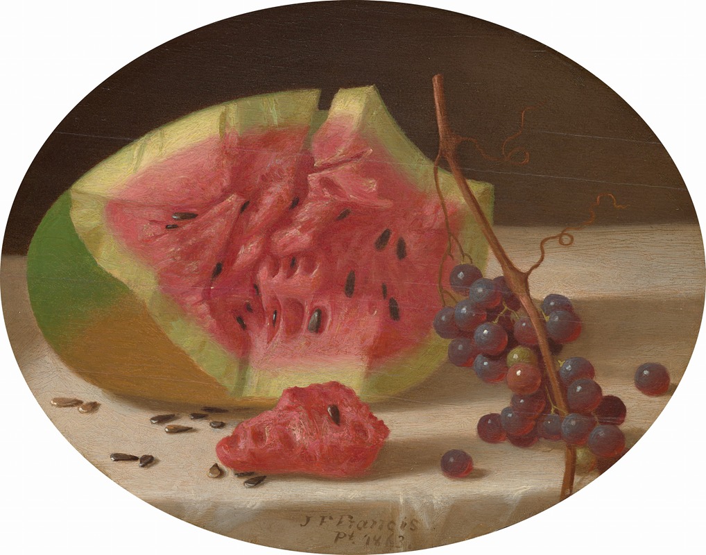 Watermelon and Grapes by John F. Francis, 1863 — digital art print download