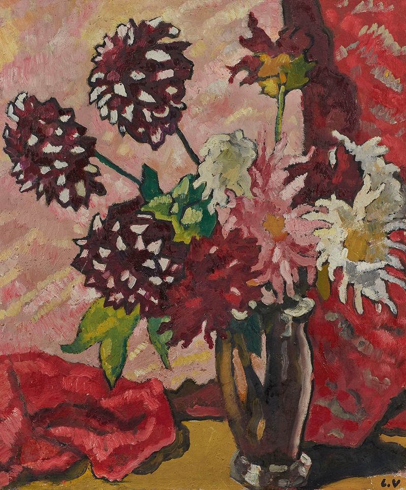 Bouquet de dahlias by Луи Вальтат, 1940 — digital art print download