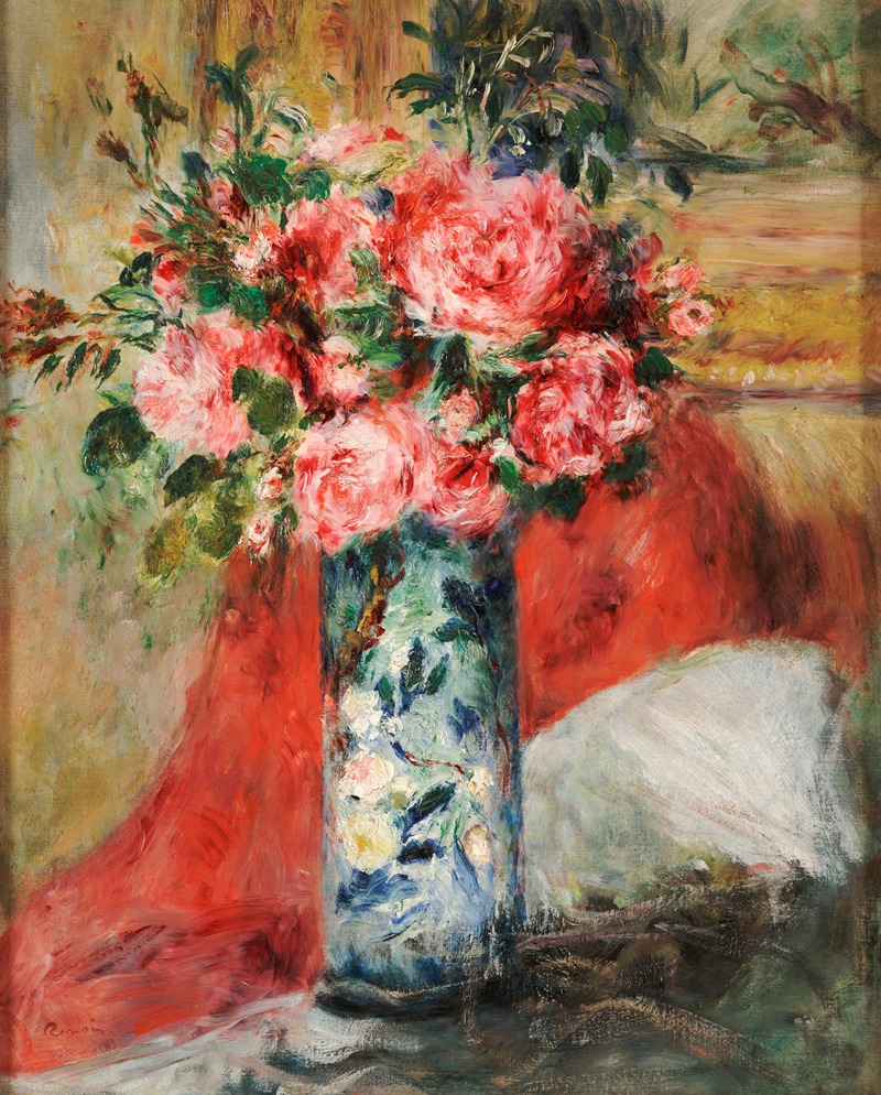Roses and Peonies in a Vase — Pierre-Auguste Renoir