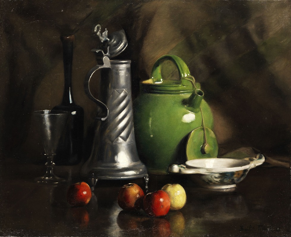 Stillleben mit Krügen und Obst — Franck Antoine Bail