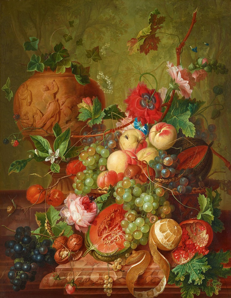 Früchtestillleben mit Tonvase by Johannes Christianus Roedig, 1779 — digital art print download