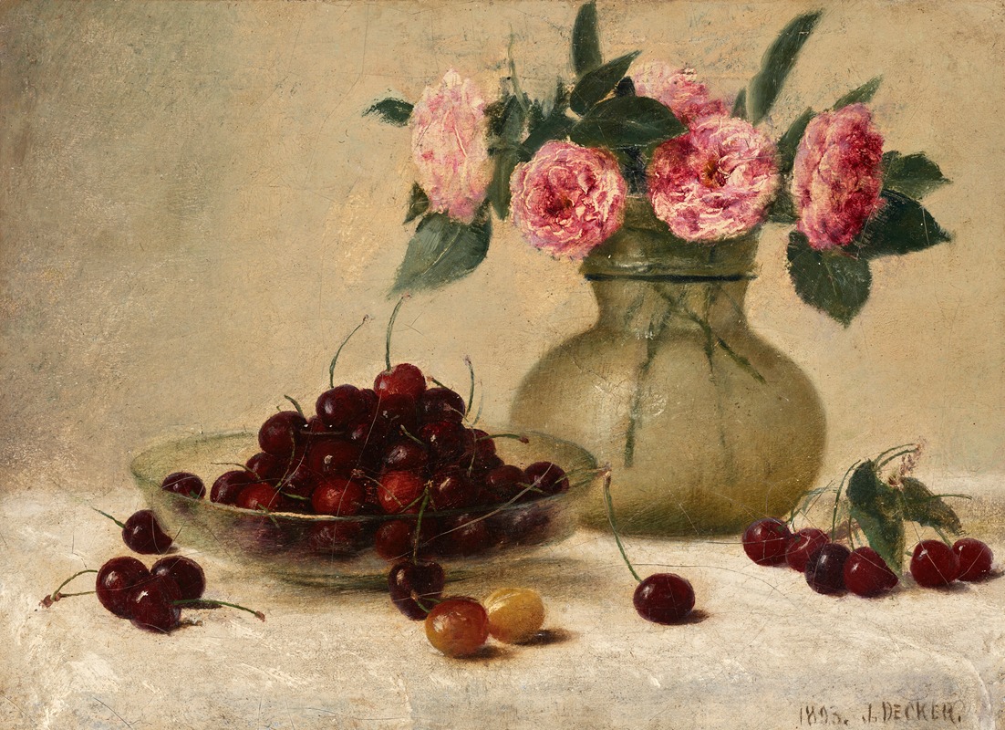 Bowl of Cherries by Джозеф Деккер, 1893 — digital art print download