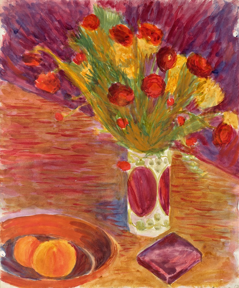 Blumenvase und Obstschale by Вальтер Гамерит — digital art print download