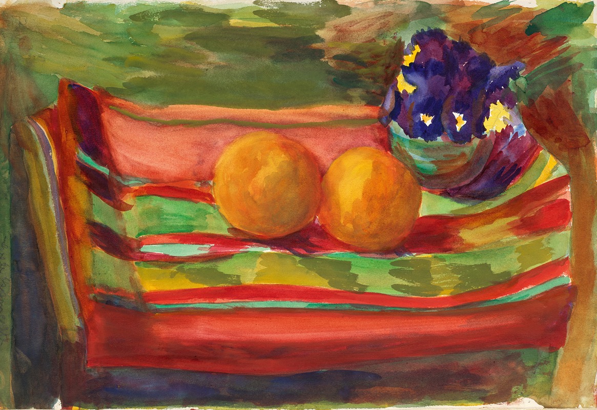 Stillleben mit Orangen und Blumen by Вальтер Гамерит — digital art print download