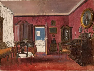 Living-room interior by Александр Григлевский, 1850 — digital art print download