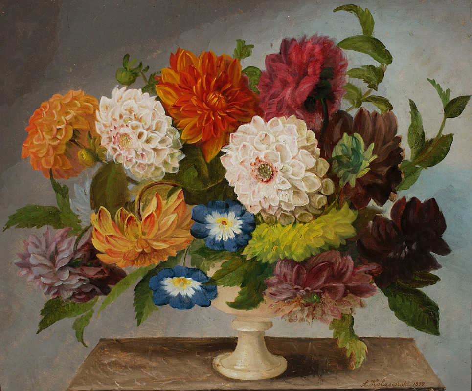Flowers in a vase by Антоний Коласиньский, 1850 — digital art print download