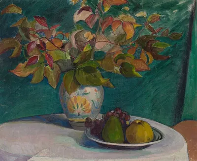 Still life with red leaves by Владислав Слевиньский, 1899 — digital art print download