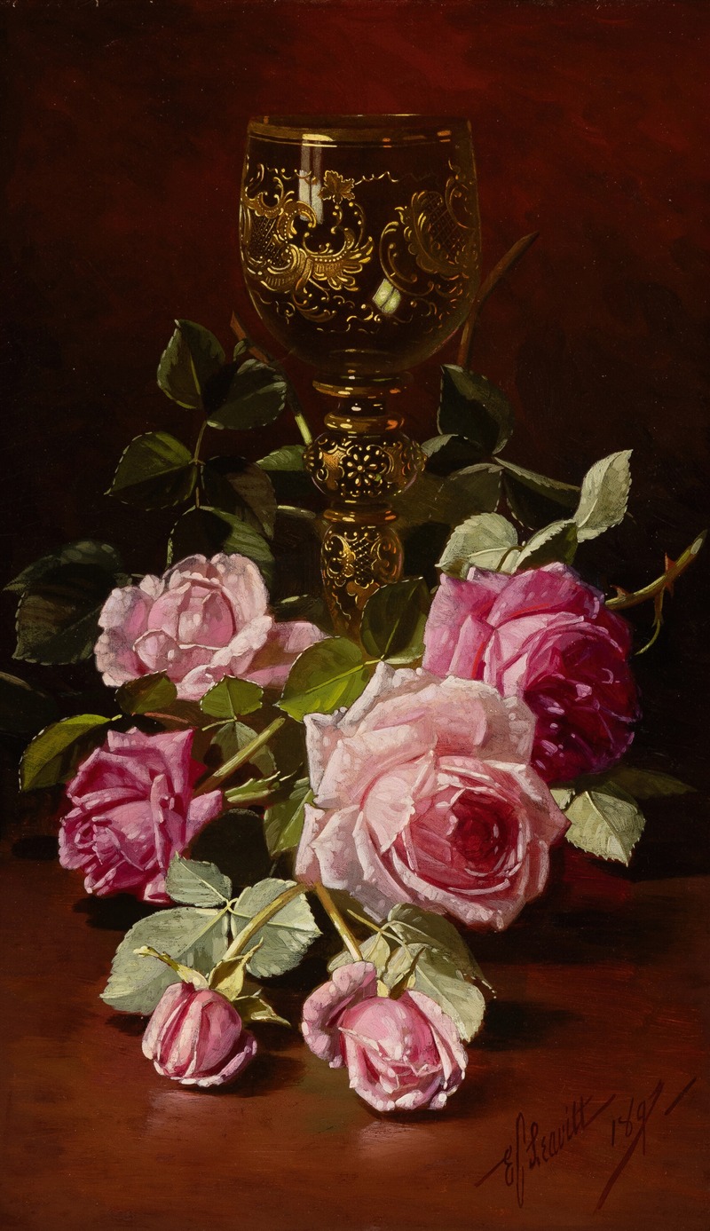 Still Life with Roses by Edward Chalmers Leavitt, 1897 — digital art print download