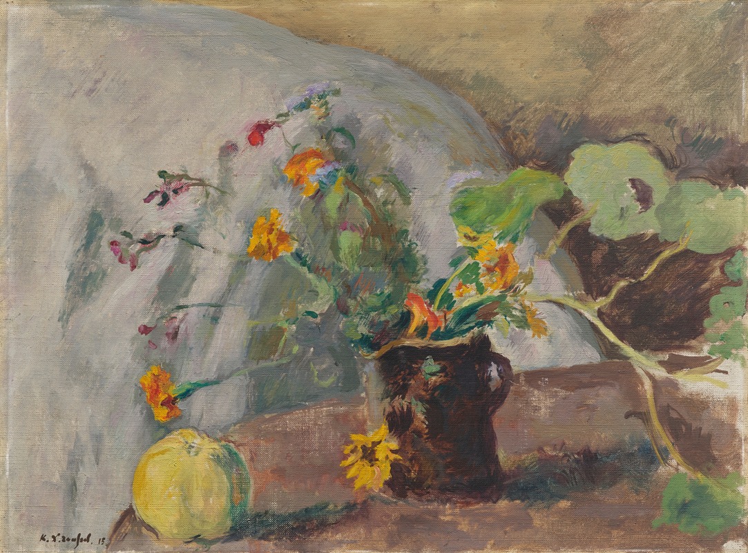 Pomme et bouquet de fleurs by Кер-Жавьер Руссель, 1915 — digital art print download