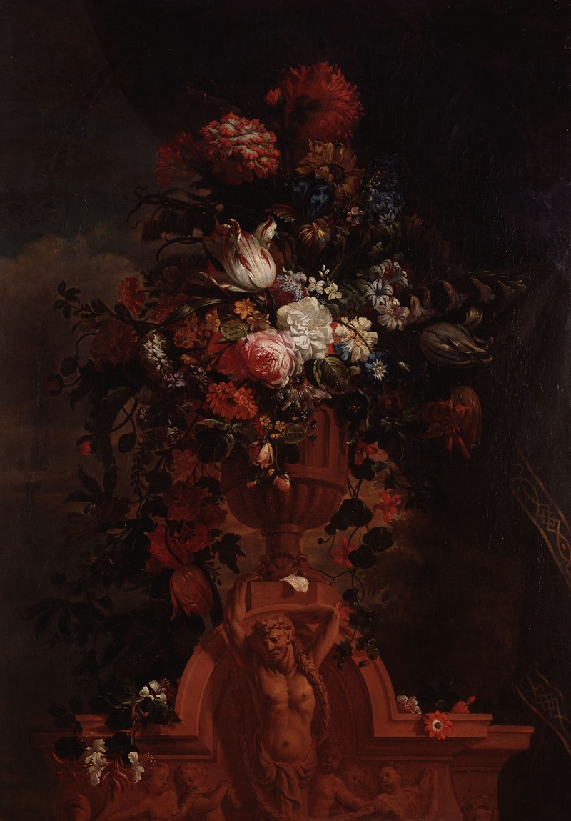 Flower Arrangement with a Telamon by Аноним, 1700 - 1725 — digital art print download