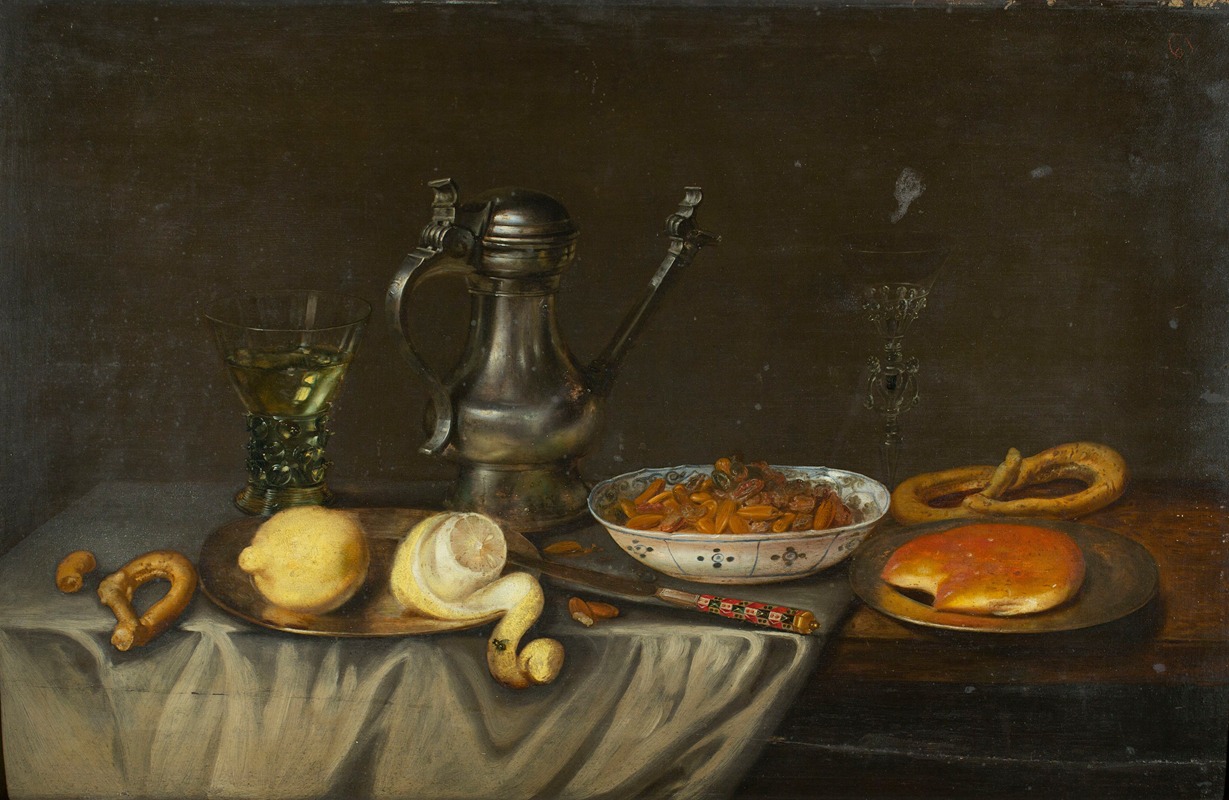 Still Life with Bread, Nuts and Lemons by Frans Ykens, 1636 — digital art print download