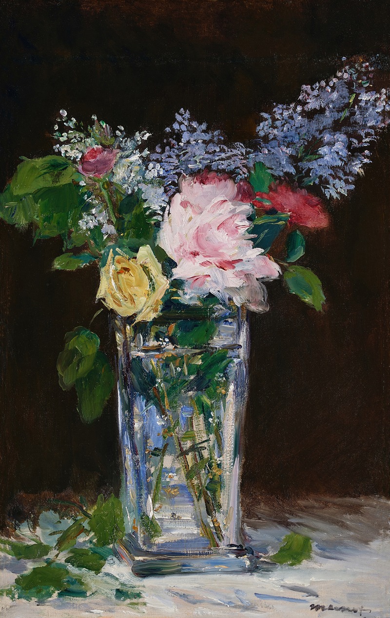 Vase de fleurs, roses et lilas by Эдуар Мане, 1882 — digital art print download