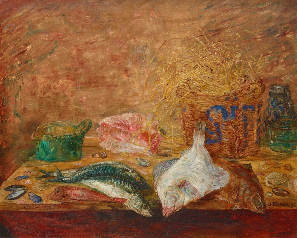Poissons et coquillages by Джеймс Энсор, 1895 — digital art print download