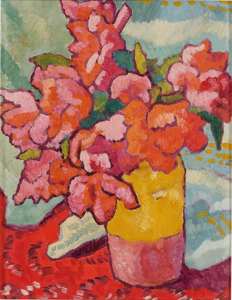 Fleurs rouges dans une cruche jaune by Луи Вальтат, 1943 — digital art print download