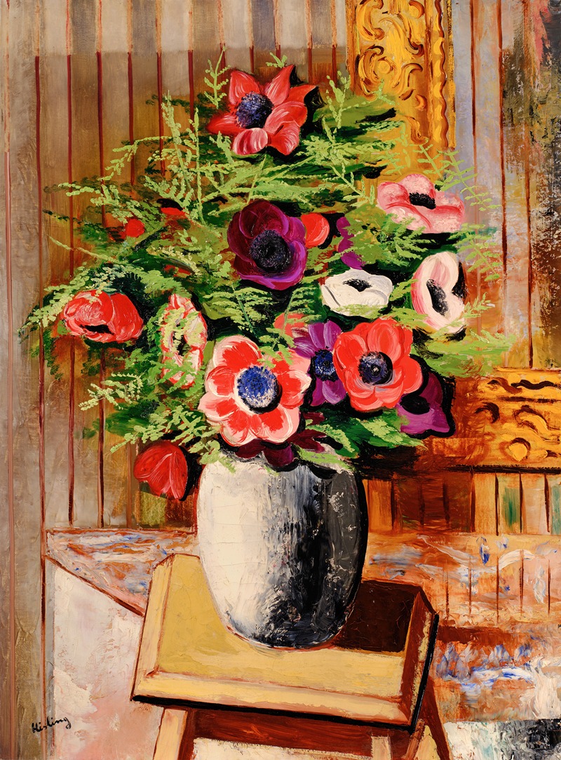 Vase de fleurs sur un tabouret by Моис Кислинг, 1934 — digital art print download