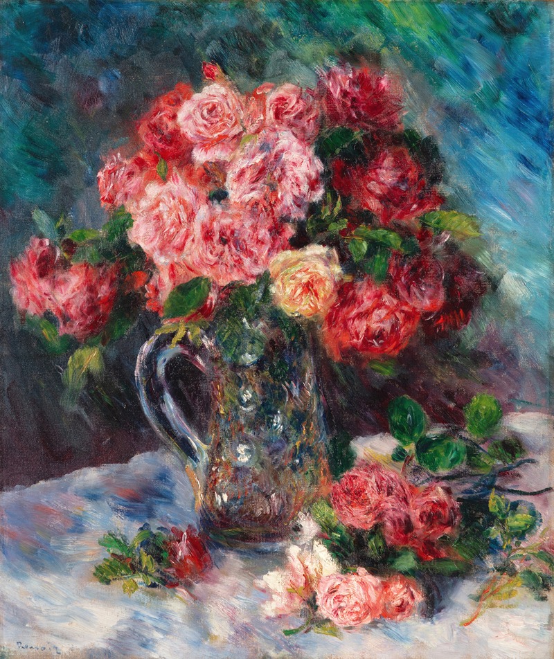 Roses dans un vase de cristal — Pierre-Auguste Renoir