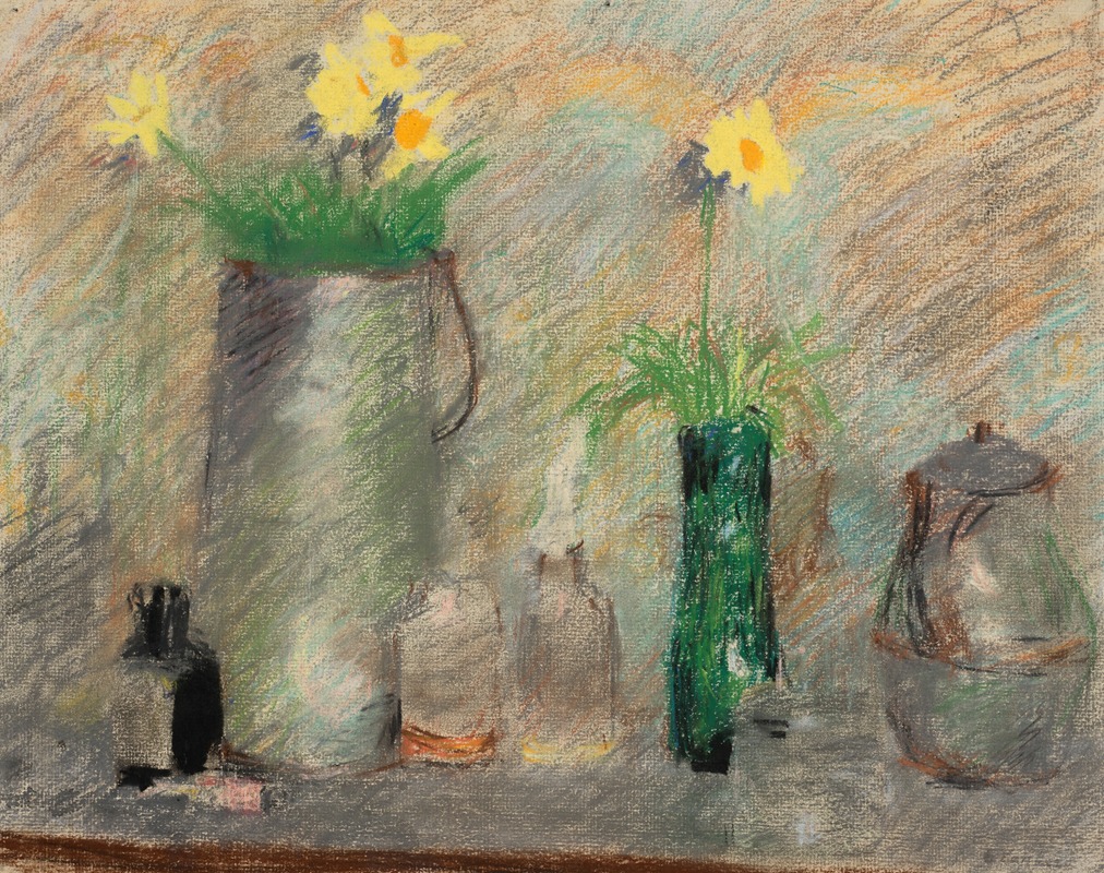 Nature morte avec fleurs et bouteille by Édouard Vuillard, 1889-1890 — digital art print download