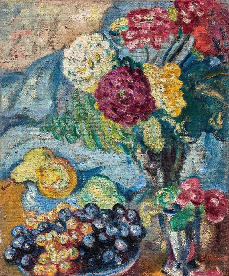 Vase de fleurs et fruits by Луи Вальтат, 1912 — digital art print download