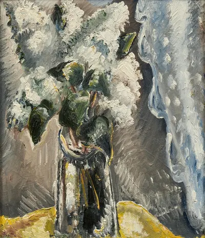 Weißer Flieder in einer Glasvase by Paul Kleinschmidt, 1935 — digital art print download